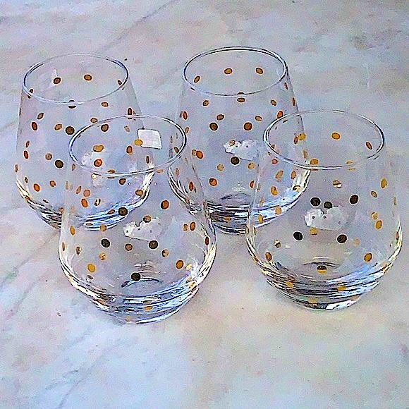 KATE SPADE NEW YORK LENOX STEMLESS WINE SET GLASS LARABEE DOT GOLD NIB 12 OZ - Picture 3 of 8